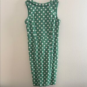 Boden Green and White Polka Dot Sleeveless Midi Dress